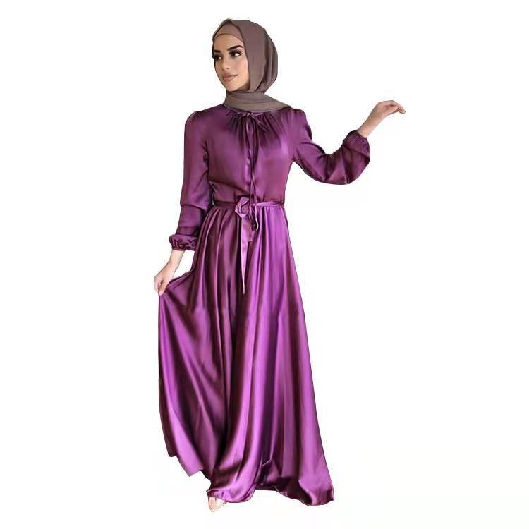 Soft Waist Elegant Satin Dress Large Clothing