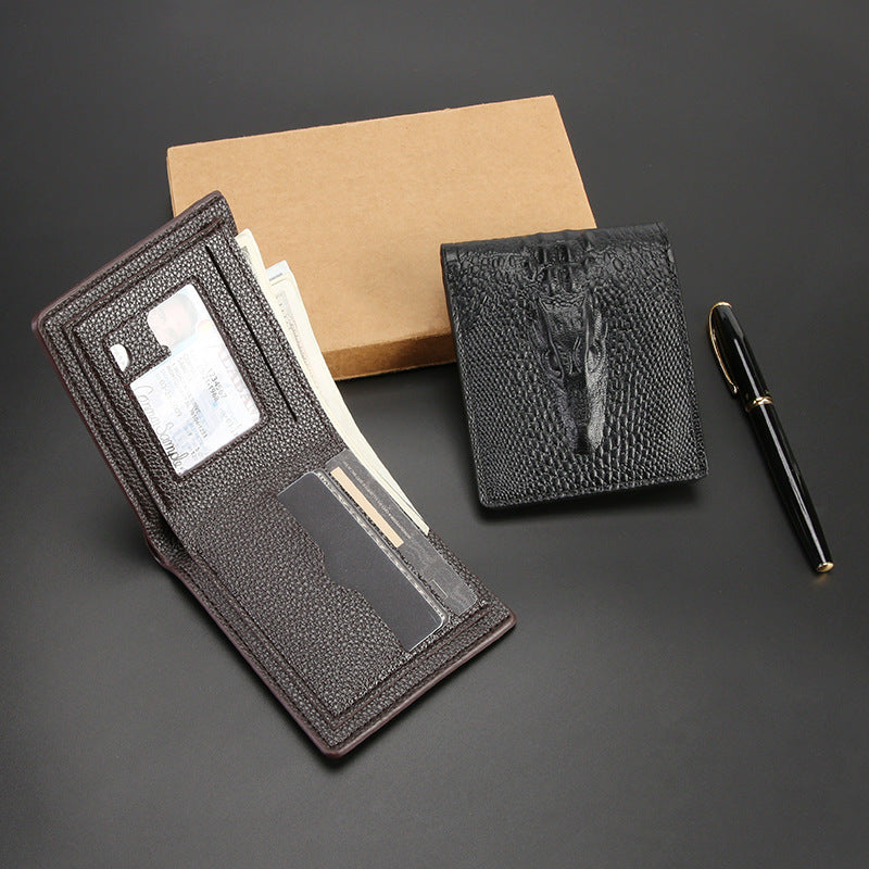 Men's Short Crocodile Pattern Thin Retro Men's Wallet