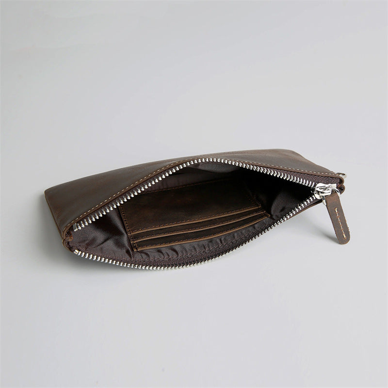 Men's Retro First Layer Cowhide Long Genuine Leather Ladies Wallets