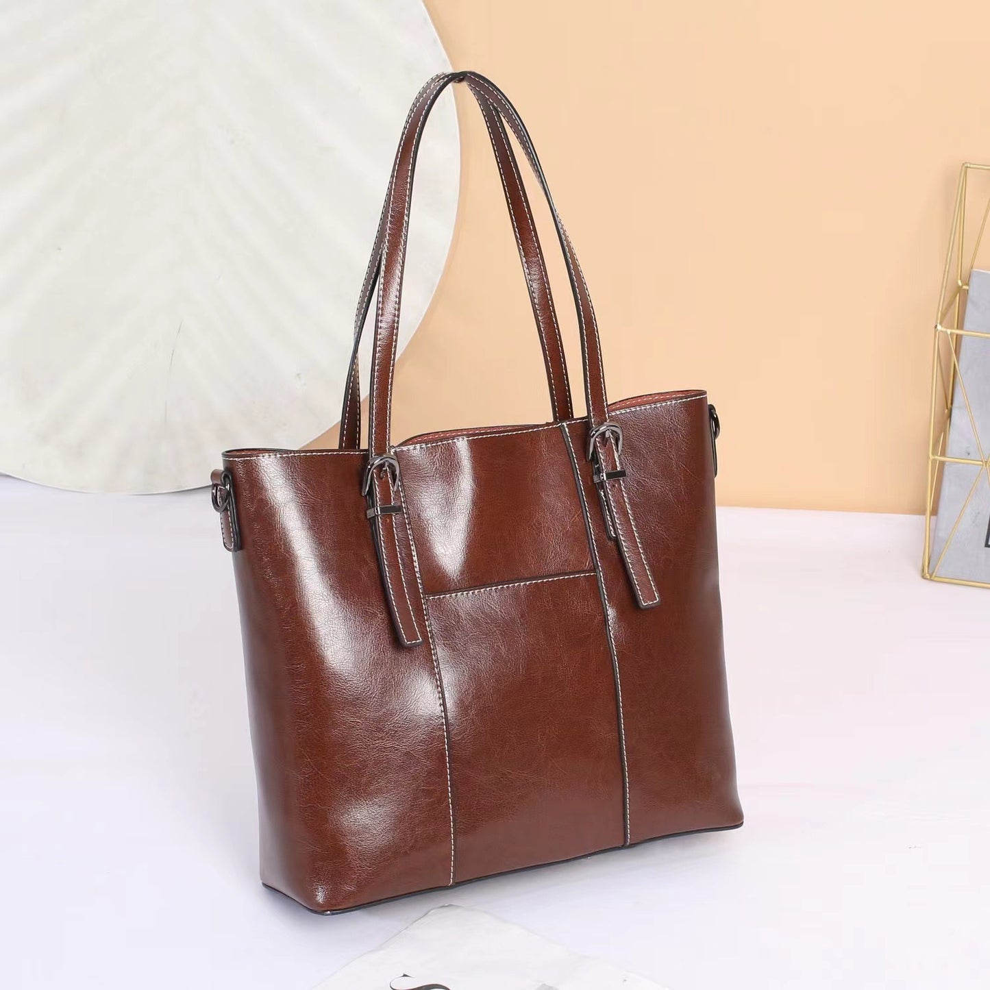 Women's Big Genuine Leather Fashionable Large Capacity Shoulder Bags