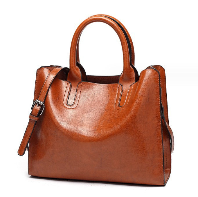 Glamorous Women's Fashion Oil Leather Simple Bags