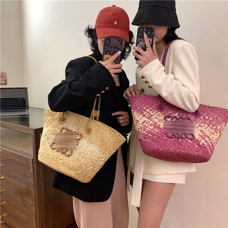 Straw Large Capacity French Hand-woven Holiday Crossbody Bags