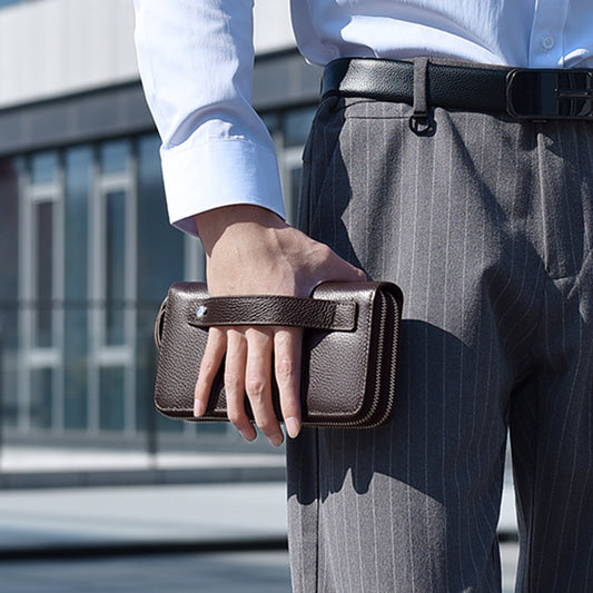 Men's Genuine Leather Clutch Double Pull Fashion Korean Men's Handbags
