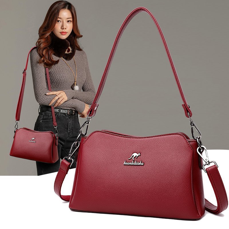 Wedding Celebration Red Soft Leather Large Crossbody Bags