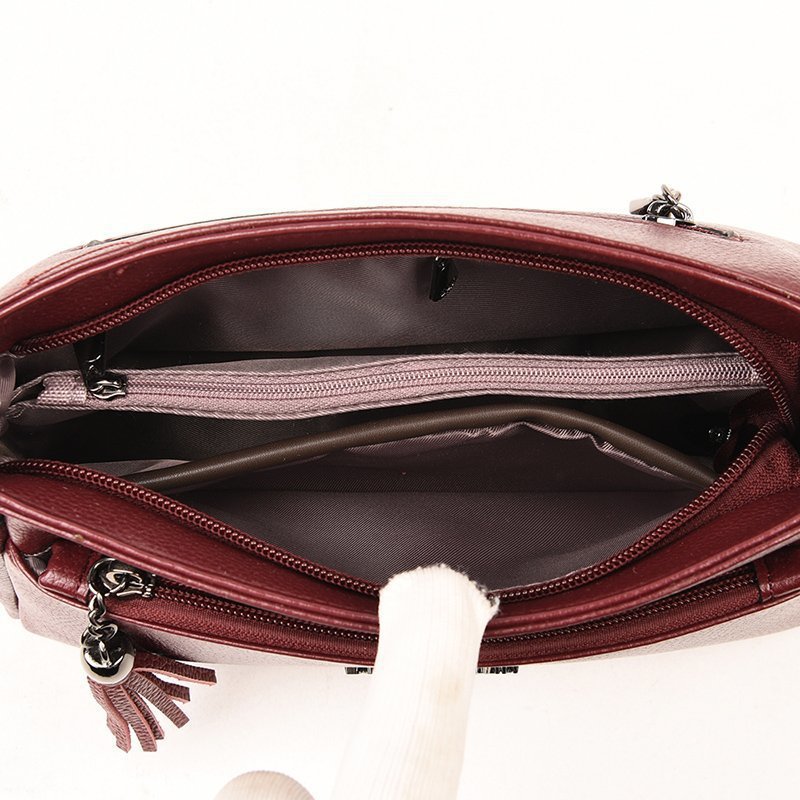 Women's Genuine Leather Tassel Trendy Korean Style Shoulder Bags