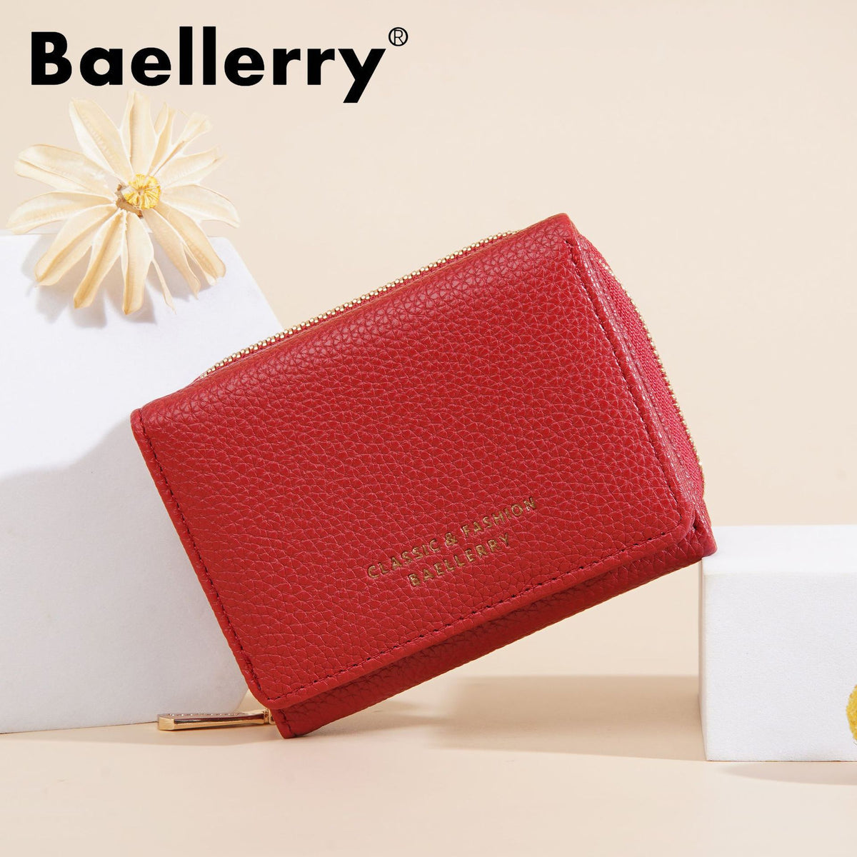 Women's Short Female Zipper Lychee Pattern Mini Coin Purses