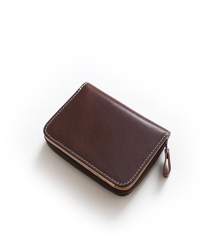 Men's Cowhide Short Genuine Vertical Zipper Green Purses