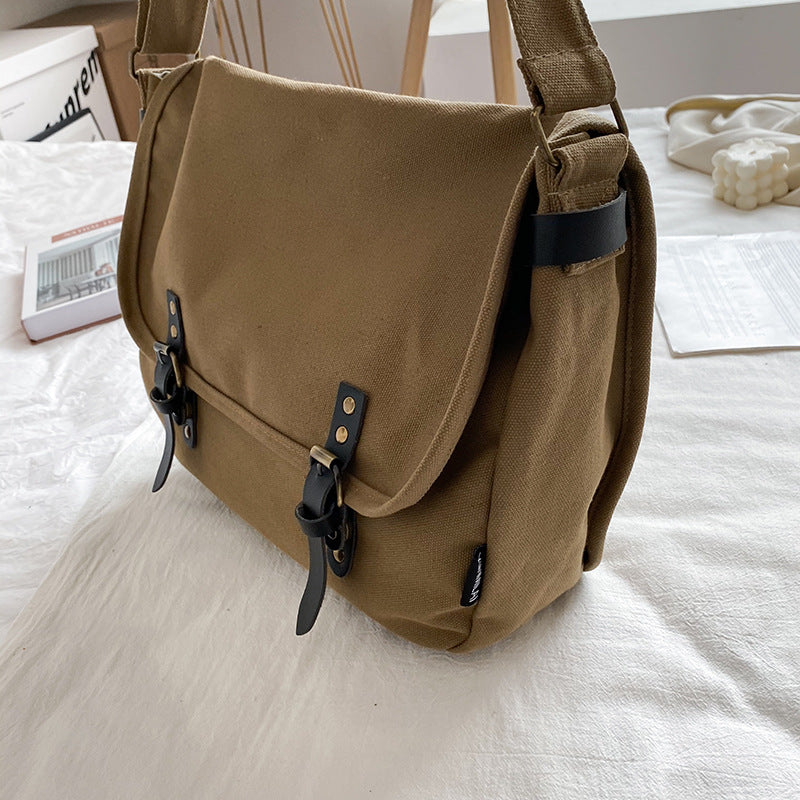 Women's & Men's Style Preppy Retro Flip Canvas Bags