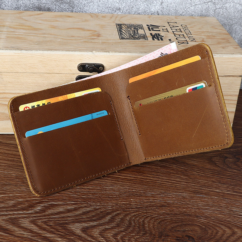 Men's Crazy Horse Leather Horizontal Genuine Simple Full Top Layer Purses