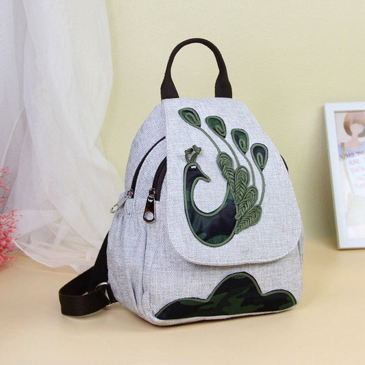 National Style Cotton Linen Double Layer Backpacks