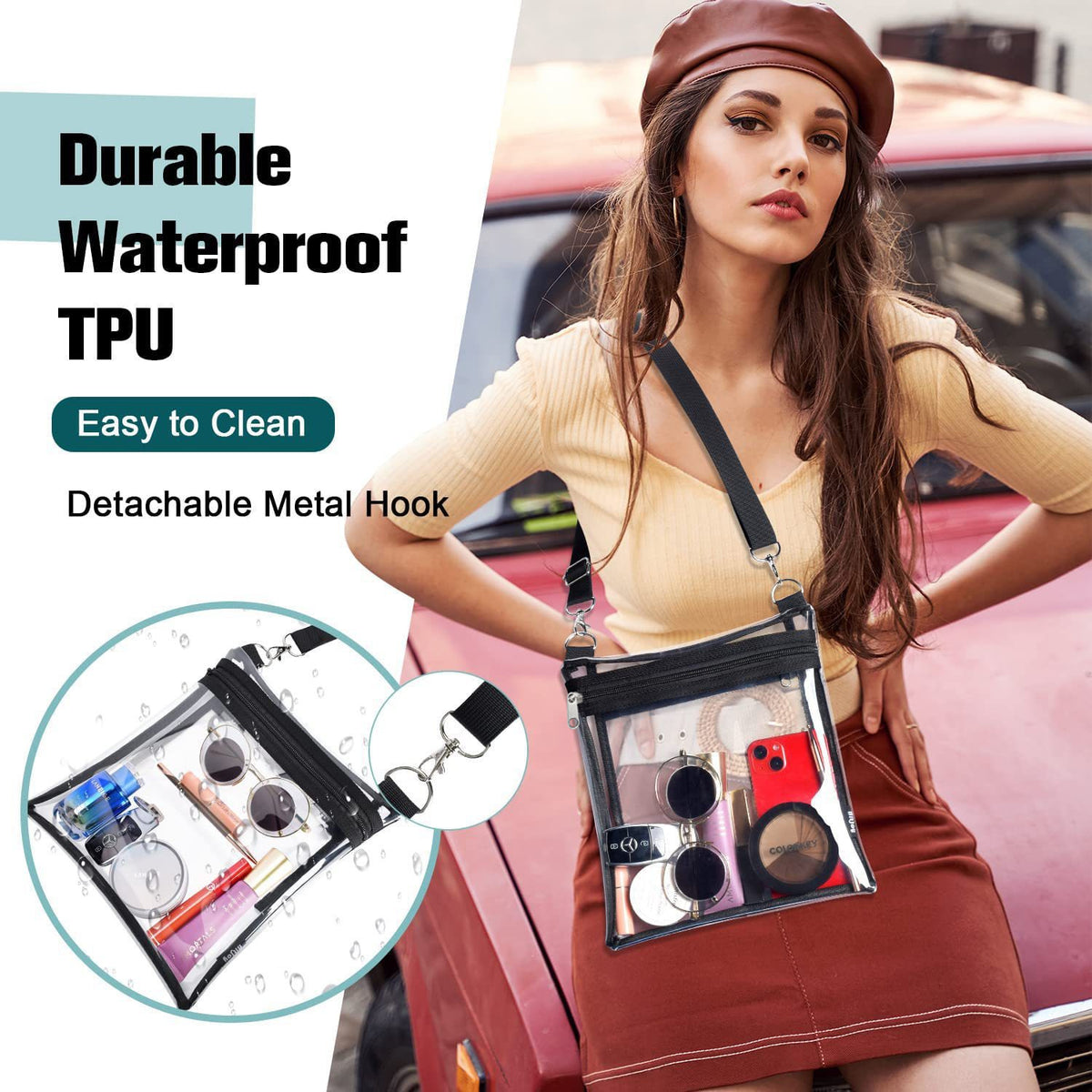Women's Transparent Gel Stadium Stand Lightweight Bags