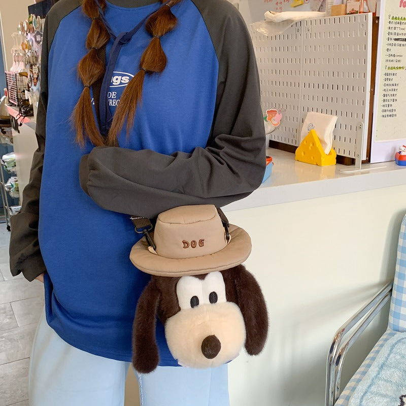 Big Ears Plush Portable Soft Adorable Hat Dog Women's Shoulder Bag