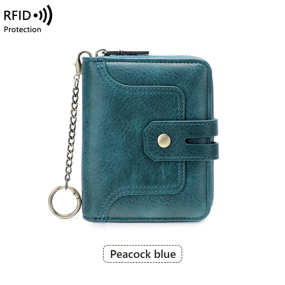 Women's Swiping Chain Printing Color Contrast Short Ladies Wallet