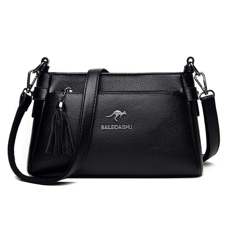 Women's Genuine Leather Tassel Trendy Korean Style Shoulder Bags