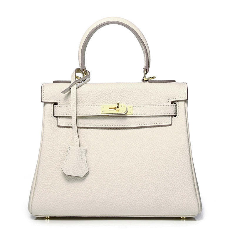 Cowhide Kelly Large Capacity Genuine Leather Portable Women's Handbag
