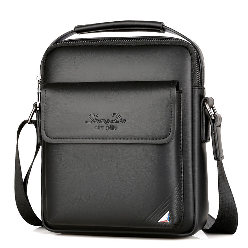 Men's Style Business Commute Leather Vertical Large Men's Shoulder Bags