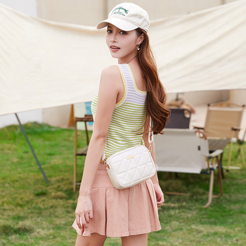 Triangle Rhombus Embroidered Trendy Stylish Portable Simple Large Capacity Light Women's Messenger Bag