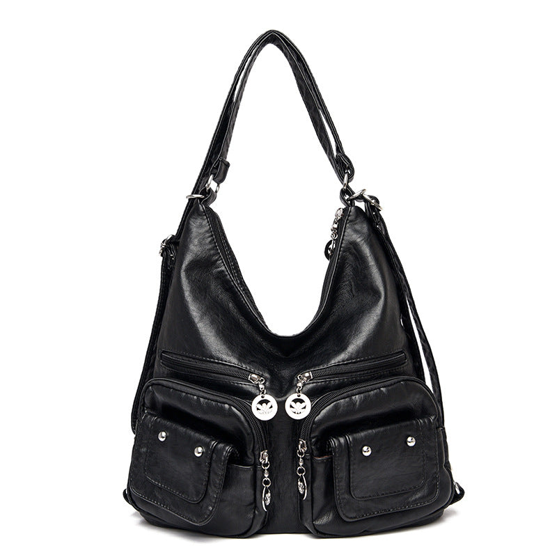Women's Korean Style Fashionable Mature Soft Leather Shoulder Bags