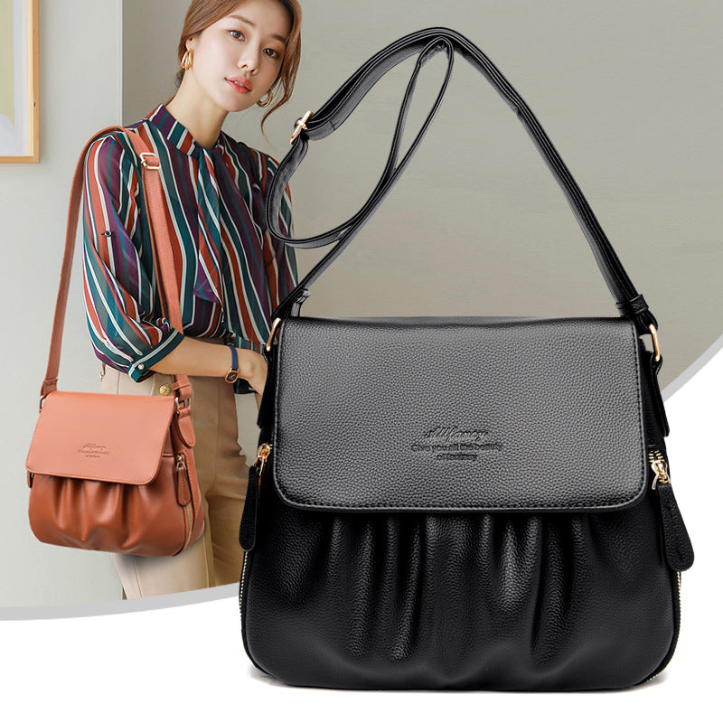 Trendy Female Lady High-grade Versatile Pleated Shoulder Bags