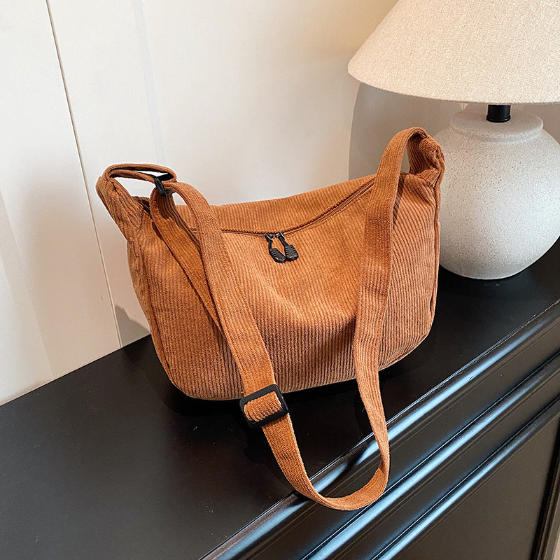 Trendy Female Corduroy Class Large Capacity Shoulder Bags