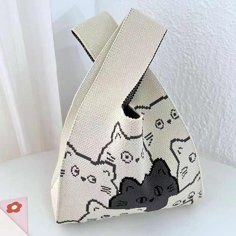 Fashion Style Knitted Hand Shopping Portable Women's Handbag