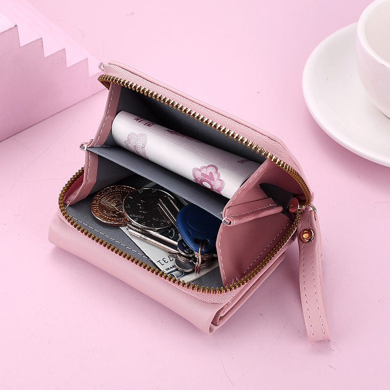 Women's Short Leather Mini Zipper Cartoon Ladies Wallet