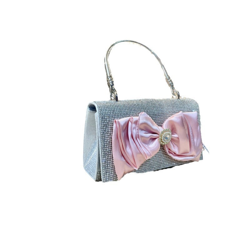 Retro Full Diamond Bow Chain Dinner Bags