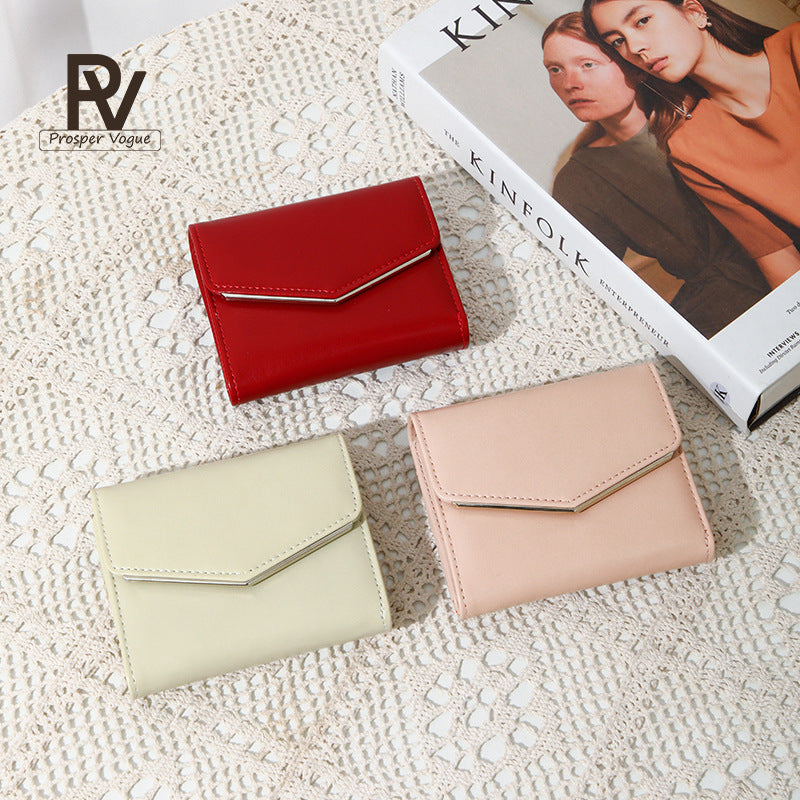 Women's Simple Fresh Clutch Leather Short Exquisite Ladies Wallet