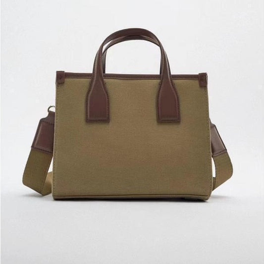 Women's Z Fashionable Canvas Contrast Color Retro Crossbody Bags