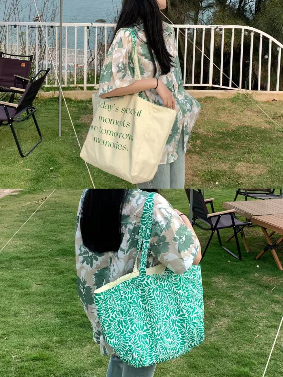 Capacity Double-sided Thick Canvas Female Dumpling Women's Shoulder Bag