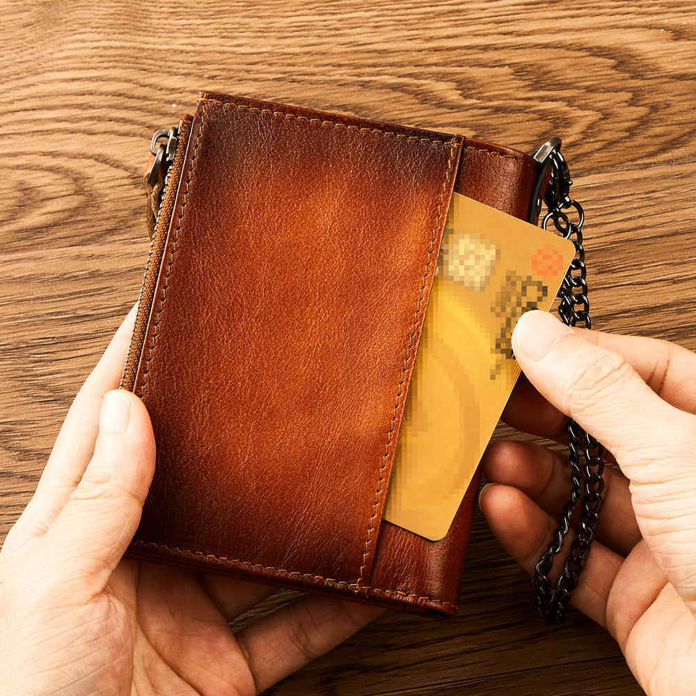 Layer Cowhide Rub Color Driving License Coin Purses