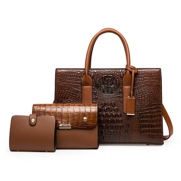Women's Retro Crocodile Pattern Portable Large Capacity Shoulder Bags