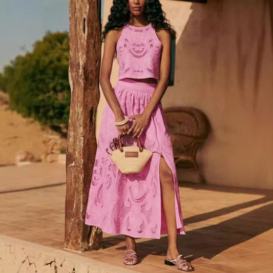 Sleeveless Pocket Two-piece Casual Loose Vacation Suits