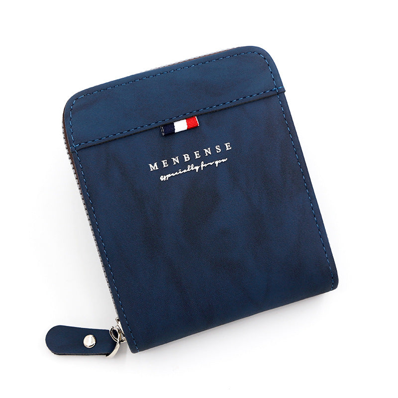 Men's Large Capacity Zipper Frosted Short Scarf Men's Wallet