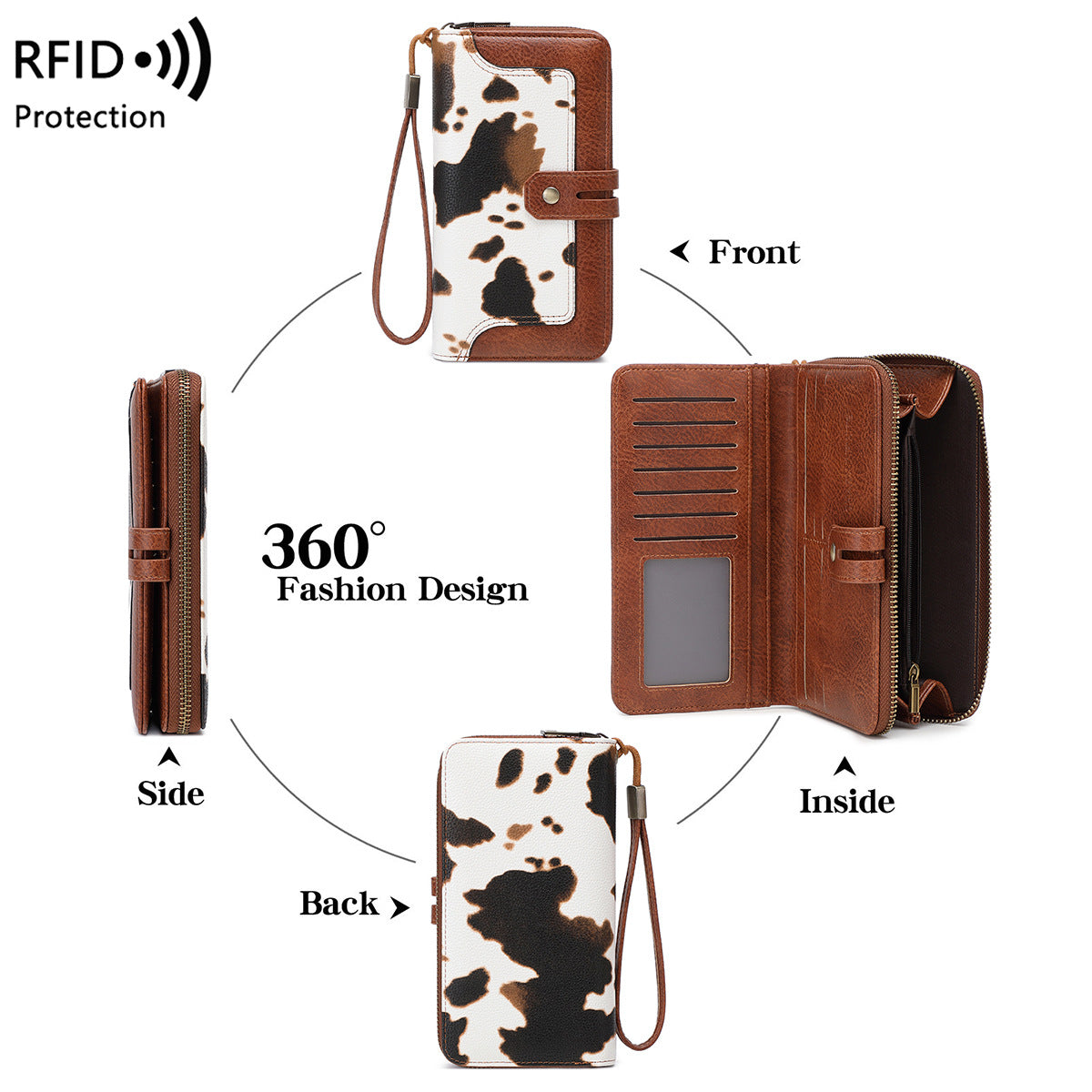 Women's Swiping Printing Contrast Color Retro Long Ladies Wallet