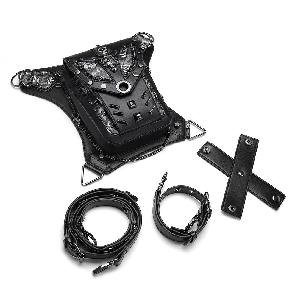 Women's & Men's Punk Style Chain Skull Motorcycle Women's Messenger Bag