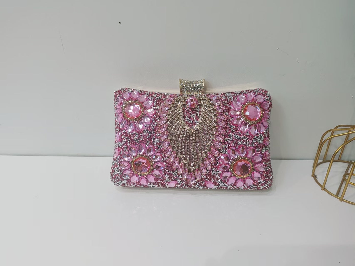 Women's Diamond Black Gem Pearl Rhinestone Cheongsam Handbags