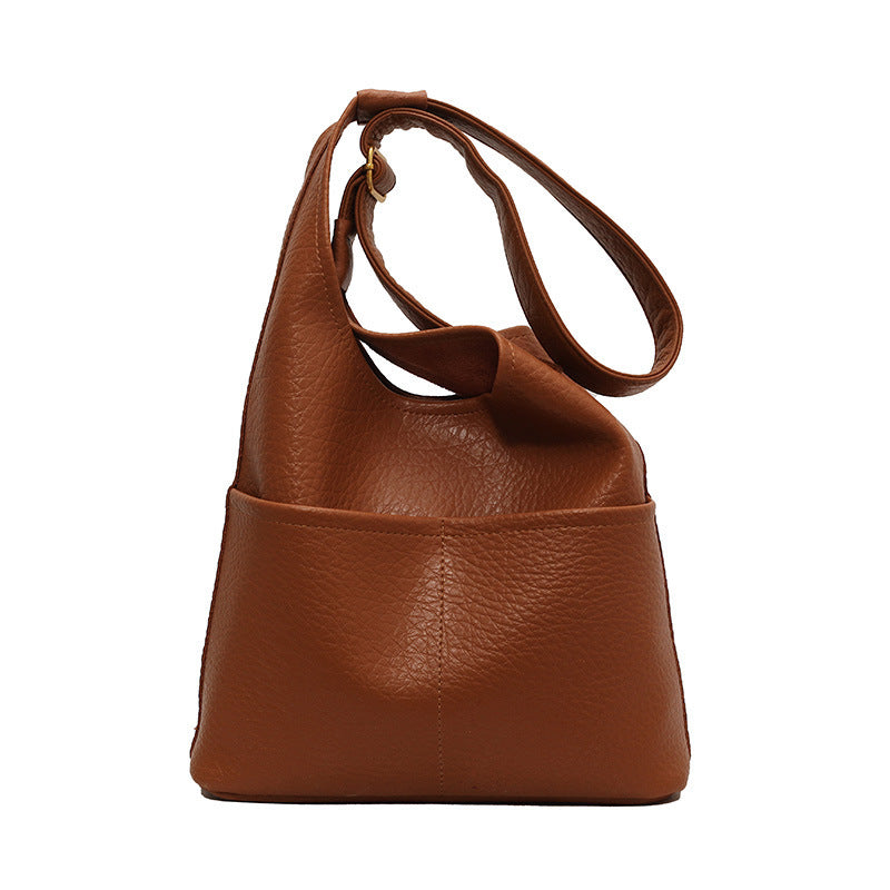 Women's Solid Color Retro Spring Simple High Sense Fashion Shoulder Bags