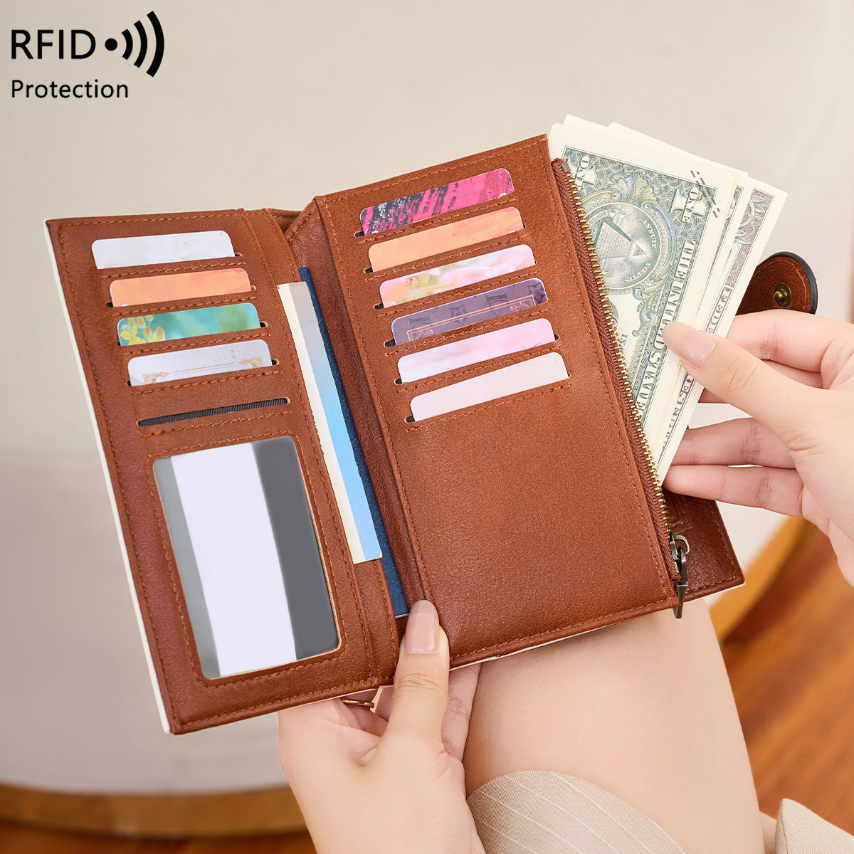 Women's Swiping Retro Passport Long Document Ladies Wallet