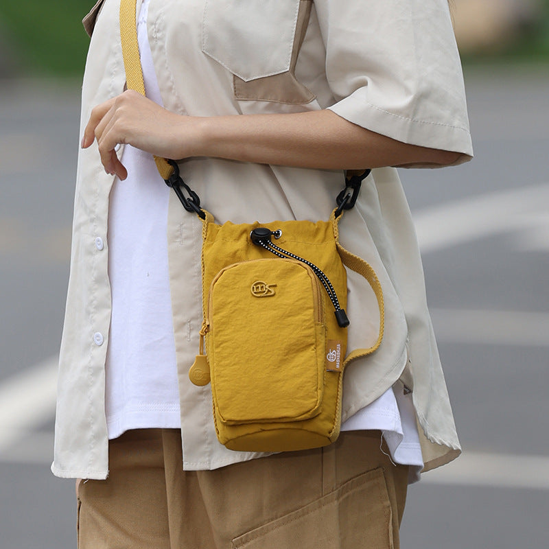 Korean Style Simple Fashion Drawstring Solid Shoulder Bags