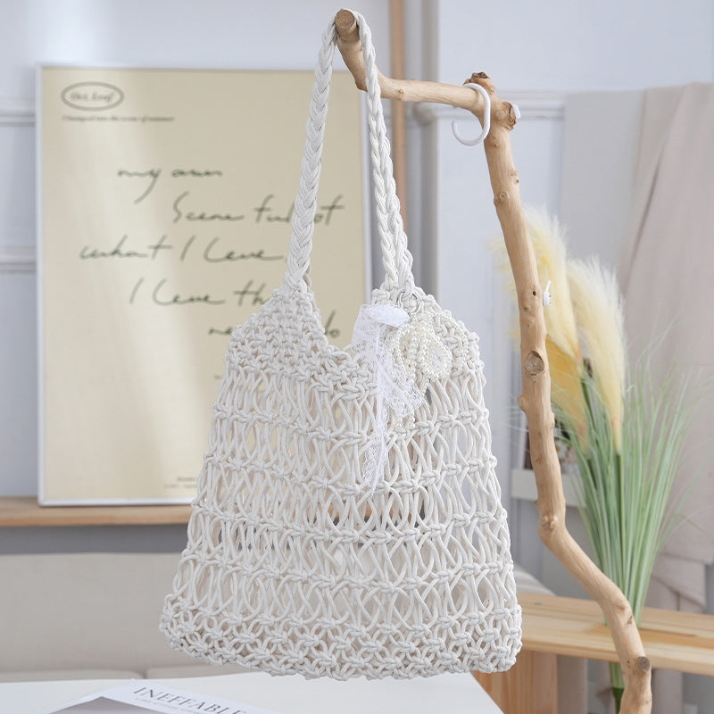 String Hollowed Fashion Simple Large Capacity Woven Women's Shoulder Bag