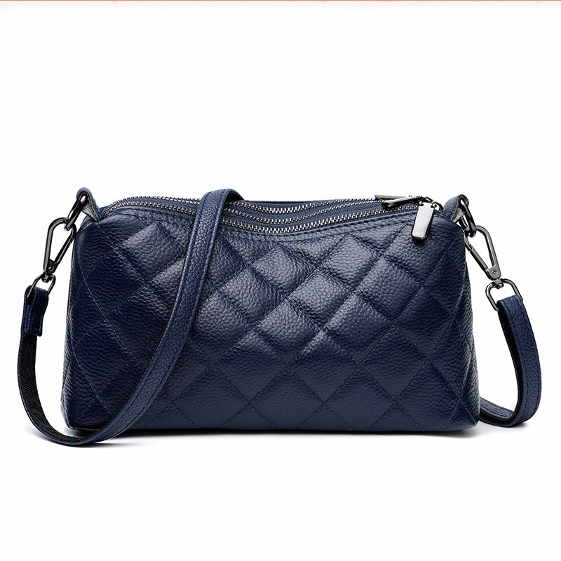 Women's Genuine Leather Rhombus Simple Soft Solid Shoulder Bags