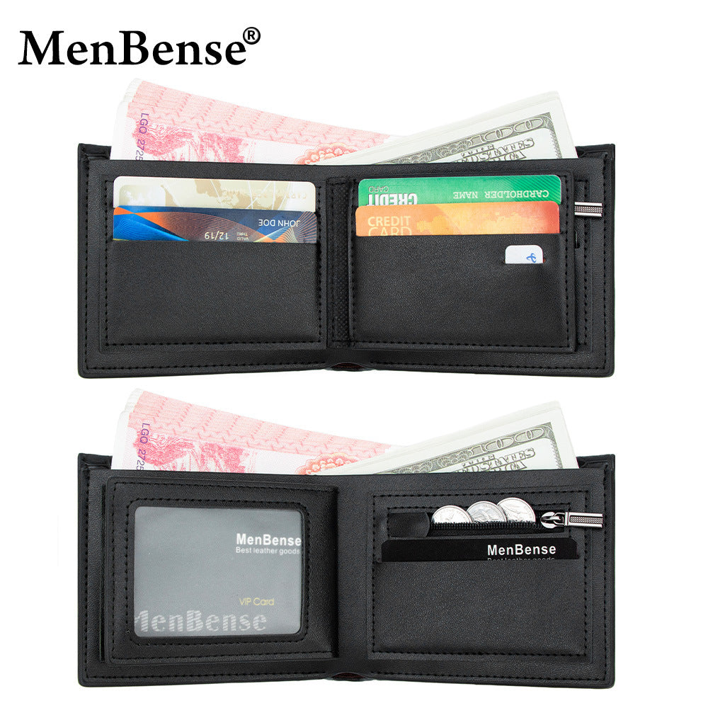 Men's Trendy Crocodile Pattern Short Large Capacity Multiple Slots Dark Line Bags