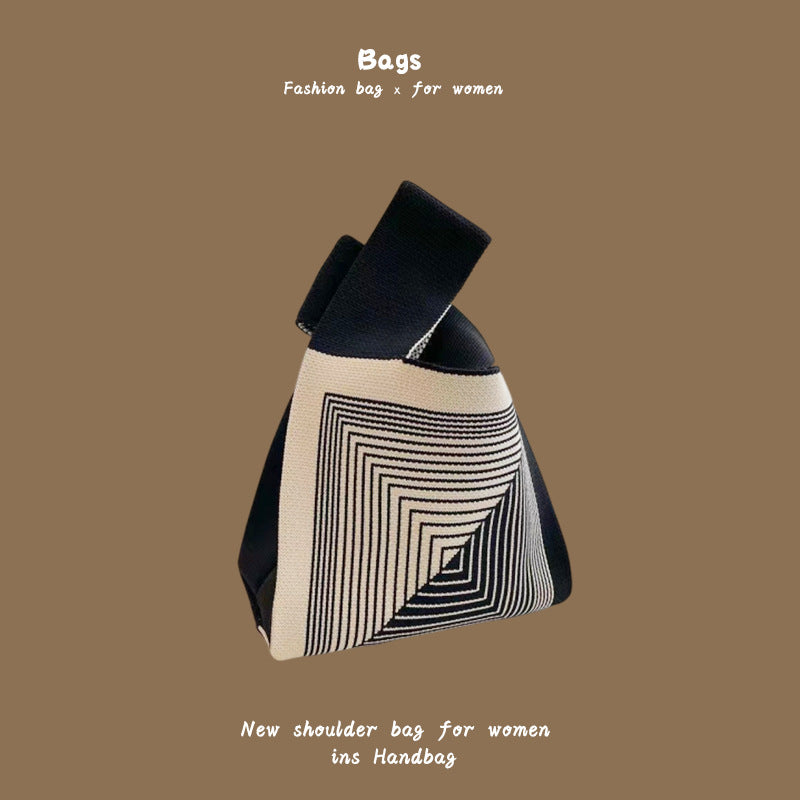 Women's Hand Carrying Box Lunch Contrasting Color Bucket Bags