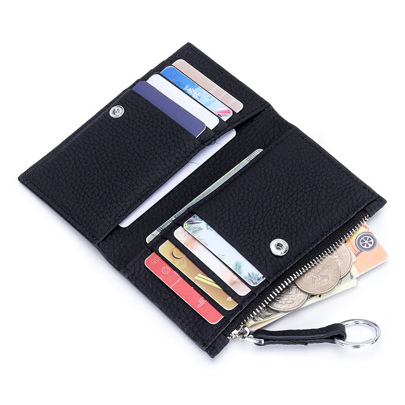 Women's Pure Cowhide Short Versatile Multiple Slots Coin Purses