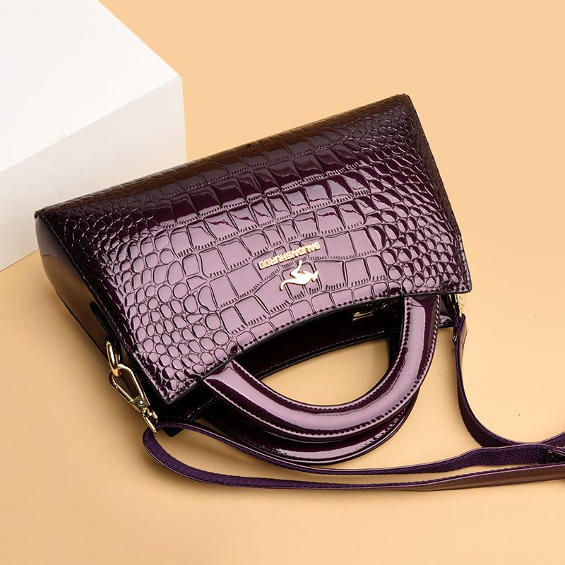 Women's Kangaroo Classic Patent Leather Crocodile Pattern Handbags