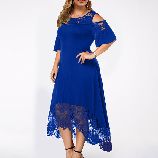 Color Chest Wrap Lace High Waist Dresses