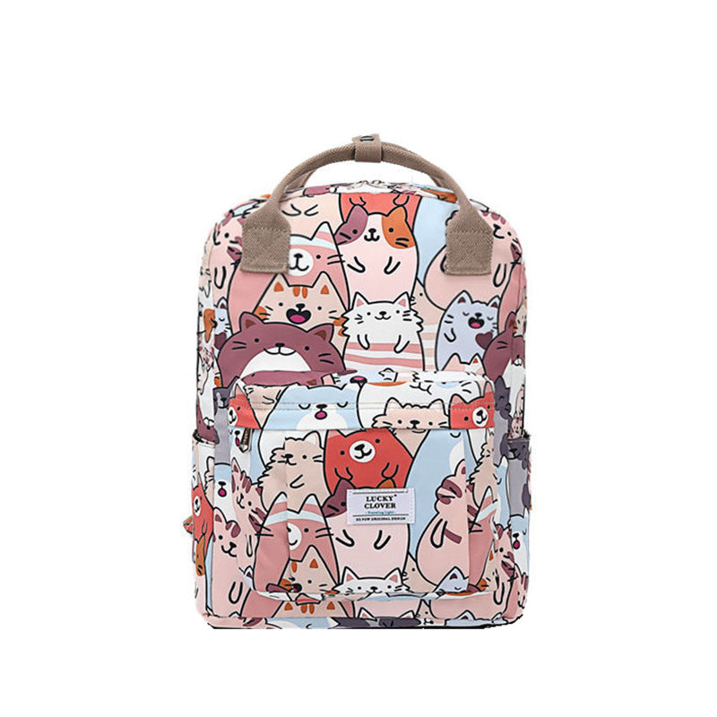 Men's Waterproof Floral Print Fresh Computer Schoolgirl Backpacks