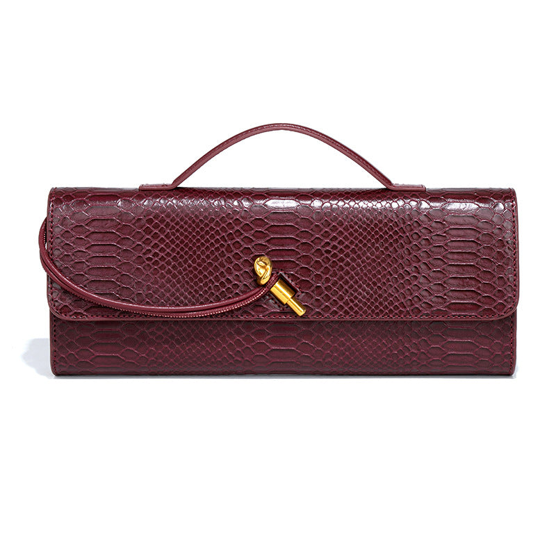 Crocodile Pattern Snake Clutch File Horizontal Crossbody Bags