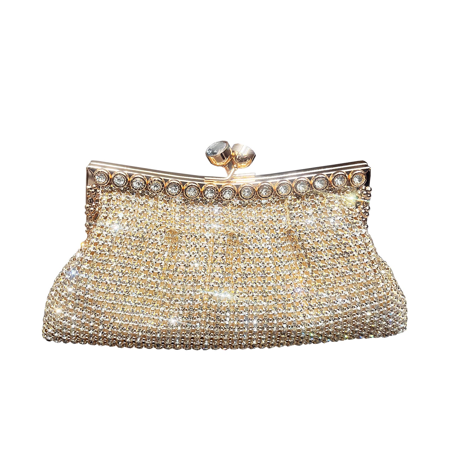 Women's Shiny Rhinestone Handmade Clutch Chain Clip Evening Bags